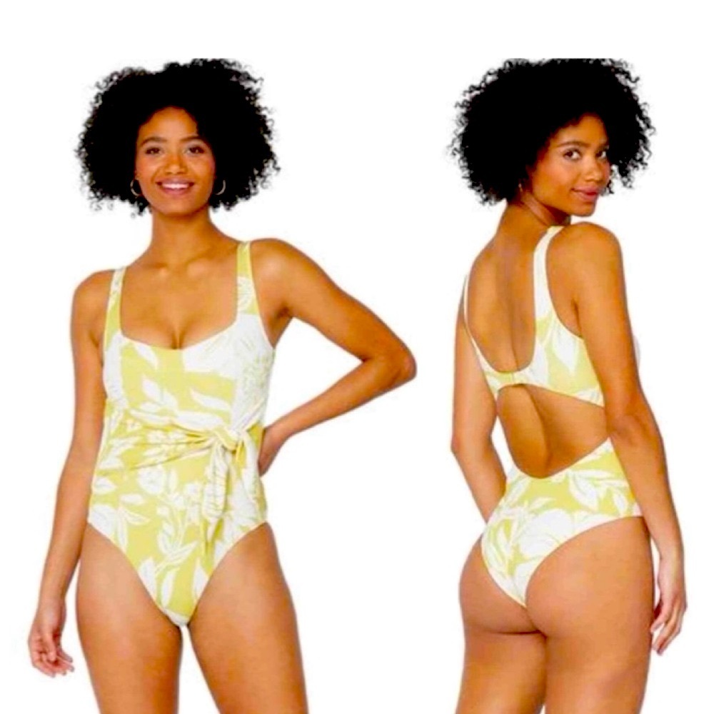LSPACE NEW Balboa Floral Adjustable 1 Piece Swimsuit Havana Blooms Waist Ties 12